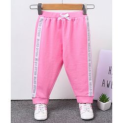 Babyhug Full Length Lounge Pant Text Print - Pink