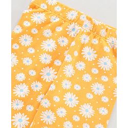 Babyhug Knit Full Length Leggings Floral Print Pack of 3 - Pink Blue Yellow