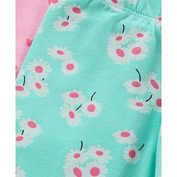 Babyhug Full Length Leggings Pack of 3 Floral Print - Pink Green