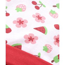Babyhug 100% Cotton Cap Mittens & Booties Set Printed Red - Diameter 11 cm
