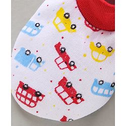 Babyhug Cap Mitten & Booties Floral Print - Cap Diameter 15.5 cm