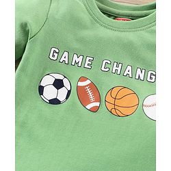Babyhug Half Sleeves Knit T-Shirt & Shorts Set Sports Ball Print - Green Grey