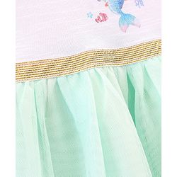 Babyhug Sleeveless Knee Length Frock Mermaid Print - White Green