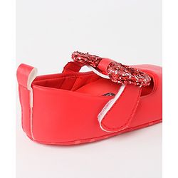 Cute Walk by Babyhug Velcro Closure Bellies Bow Applique & Sequin Detailing- Red