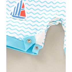 Babyhug Half Sleeves Romper Boat Print - Blue