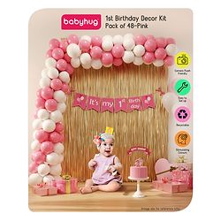 Babyhug 1st Birthday Decor Kit Pink - Pack of 48