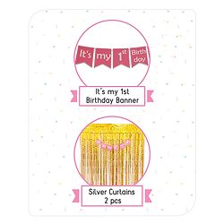 Babyhug 1st Birthday Decor Kit Pink - Pack of 48