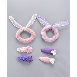 Babyhug Hair Bands Bow Applique with Pearls Embedded Free Size Pack of 2 - Light Pink & Purple main image 1