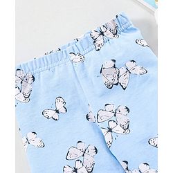 Babyhug Knit Full Length Butterfly Print Leggings - Blue