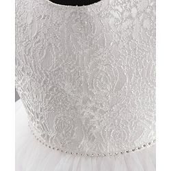 Babyhug Sleeveless Party Wear Embroidered Frock With Cape - White