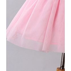 Babyhug Sleeveless Knee Length Party Dress With Bow Applique - Pink
