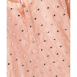 Babyhug Full Sleeves Embroidered Cotton Dhoti Pyjama Set- Peach