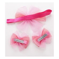 Babyhug Hair Band & Headband With Hair Clips - Pink