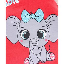 Babyhug Cap Sleeves Top With Graphics & Frill Detailing- Red