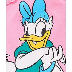 Babyhug Frill Sleeves Cotton T-Shirts Disney Daisy Duck Print - Pink
