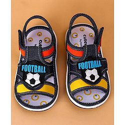 Cute Walk by Babyhug Open Toe Sandals with Velcro Closure Football Patch - Denim Blue