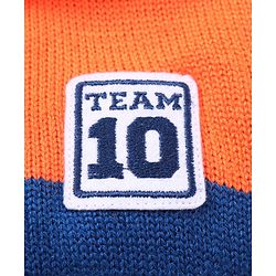 Babyhug Full Sleeves Knit Striped Pullover Text Patch - Navy Blue Orange