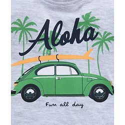 Babyhug Half Sleeves Tee & Shorts Car Print - Light Grey Navy Blue