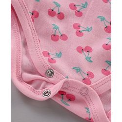 Babyhug 100% Cotton Half Sleeves Cherry Printed and Striped Onesies Pack of 3 - Blue Pink