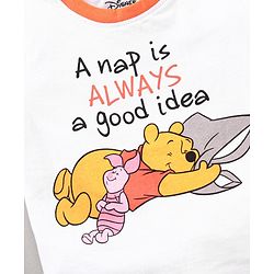 Babyhug Half Sleeves Shorts Night Suit Winnie The Pooh Print - White Orange