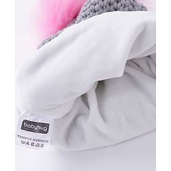 Babyhug Woollen Cap Elephant Patch Grey - Diameter 10 cm