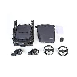 Babyhug Imperial Stroller With Foot Cover And Mosquito Net - Dark Grey| Reclining Backrest| Linked Rear Wheel Brake| Swivel Wheels with Lock| Storage Basket| Compact Fold| Adjustable Canopy