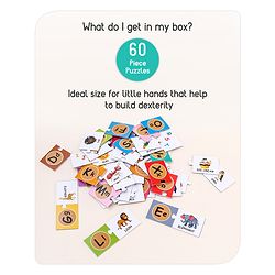 Babyhug 60 Pcs Colorful Match & Learn Capital and Small Alphabet Puzzle| 30 Puzzle Combination Montessori Learning and Educational Puzzle for 2-4 Years Kids| Pre-School and Early Learning Gifting Toy| BIS Certified