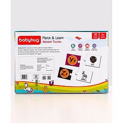 Babyhug 60 Pcs Colorful Match & Learn Capital and Small Alphabet Puzzle| 30 Puzzle Combination Montessori Learning and Educational Puzzle for 2-4 Years Kids| Pre-School and Early Learning Gifting Toy| BIS Certified