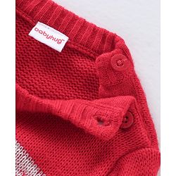 Babyhug Full Sleeves Cable Knit Sweater Color Block Design - Red