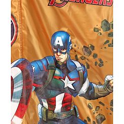 Babyhug Full Sleeves Hooded Raincoat Marvel Avengers Print - Blue Yellow