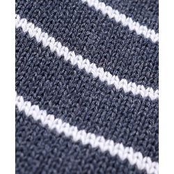 Babyhug 100% Organic Cotton Full Length Striped Fleece Pant - Navy