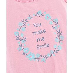 Babyhug Cap Sleeves Cotton Mid Thigh Length Nighty Text Print- Pink