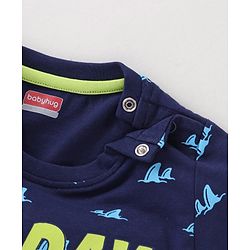 Babyhug Cotton Half Sleeves Pajama Set Fin Printed - Blue