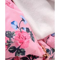 Babyhug Full Sleeves Floral Printed Hooded Jacket - Pink
