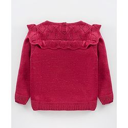 Babyhug Full Sleeves Sweater With Frill Detailing Solid- Fuchsia