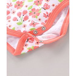 Babyhug 100% Cotton Frill Sleeves Onesie Butterfly Print Pack of 3 - Multicolour