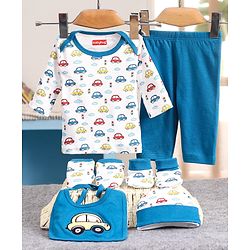 Babyhug Clothing Gift Set Car Print Pack of 6 - Blue