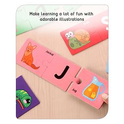 Babyhug 78 Pcs Alphabet Learn and Match Puzzles| Build Set of Three 26 Different Puzzles Combination| Montessori Learning and Educational Puzzle for 3-6 Years Kids| Pre-School and Early Learning Gifting Toy| BIS Certified