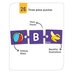 Babyhug 78 Pcs Alphabet Learn and Match Puzzles| Build Set of Three 26 Different Puzzles Combination| Montessori Learning and Educational Puzzle for 3-6 Years Kids| Pre-School and Early Learning Gifting Toy| BIS Certified
