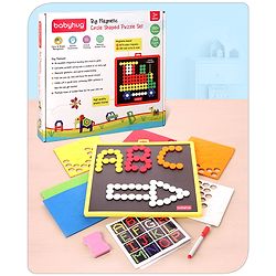 Babyhug Jumbo Magnetic Circle Puzzle Set With 250 Magnetic Tiles| Playset With Write & Wipe Feature with 200+ Patterns| 1 Sketch Pen and Duster Learning and Educational Toy for 4-6 Years Kids| Gifting Toy| BIS Certified