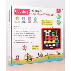 Babyhug Jumbo Magnetic Circle Puzzle Set With 250 Magnetic Tiles| Playset With Write & Wipe Feature with 200+ Patterns| 1 Sketch Pen and Duster Learning and Educational Toy for 4-6 Years Kids| Gifting Toy| BIS Certified