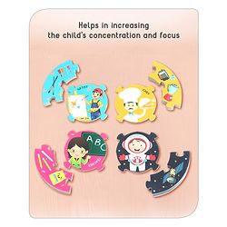Babyhug 30 Pcs Jigsaw Puzzle| 6 in 1 Double Side Montessori Learning and Educational Puzzles with 12 Professions for 2-4 Years Kids| Improves Motor Skills and Hand Eye Co-ordination| Gifting Toy| BIS Certified