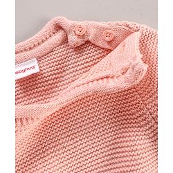 Babyhug Cotton Knit Full Sleeves Floral Embroidery Sweater - Pink
