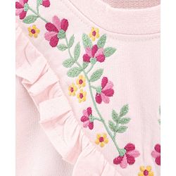 Babyhug Full Sleeves Sweatshirt with Embroidery & Frill Detailing - Pink