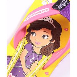 Cute Walk by Babyhug Flip Flops With Back Strap Sofia The First Print - Yellow