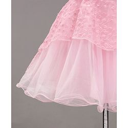 Babyhug Woven Sleeveless Asymmetrical Party Frock Floral Embroidered - Pink