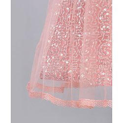 Babyhug Flutter Sleeves Party Wear Sequined Frock - Peach