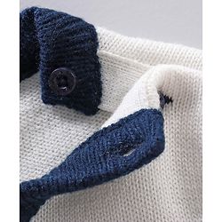 Babyhug Full Sleeves Knit Pullover Text Embroidery - Navy Blue White