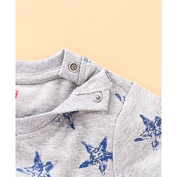 Babyhug Half Sleeves T-Shirt & Pyjama Star Print - Grey