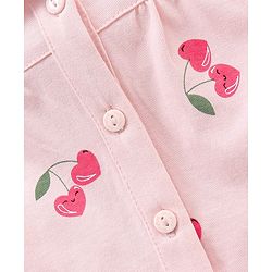 Babyhug Half Sleeves Cotton Night Suit Cherry Print- Pink